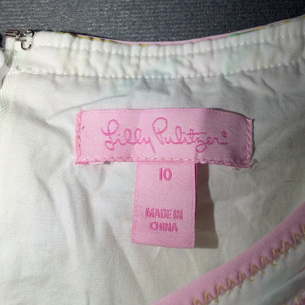 Lilly Pulitzer Pink Yellow Citrus Grasshopper Print Shift Dress Size 10 - Picture 2 of 8